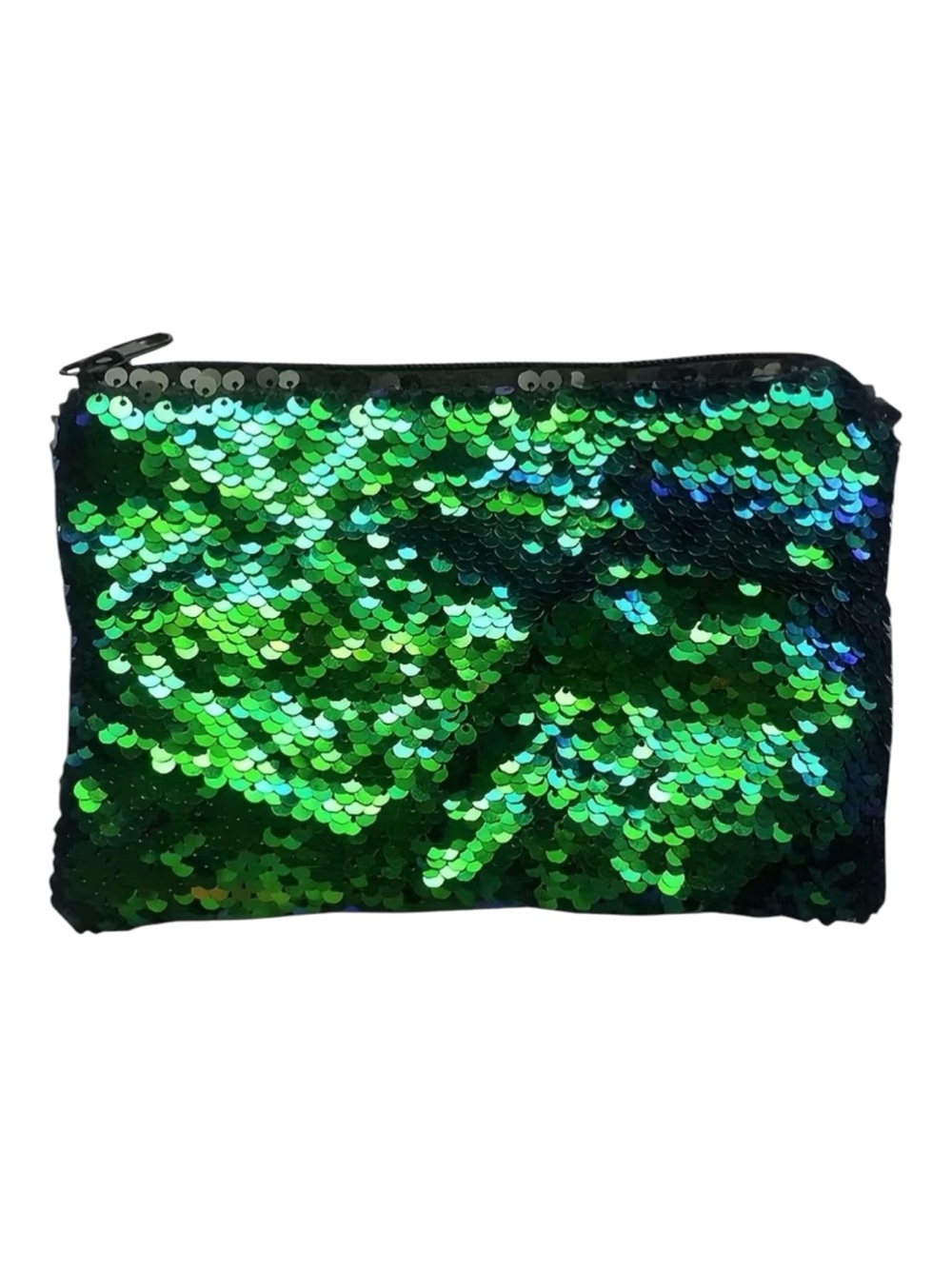 Green Sequin Cosmetics Bag